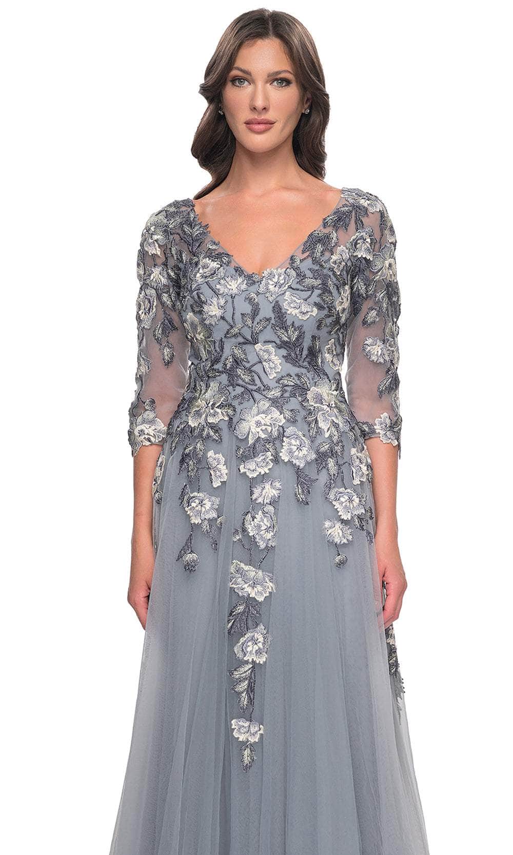 La Femme 30968 - V-Neck Quarter Sleeve Gown Mother of the Bride Dresses