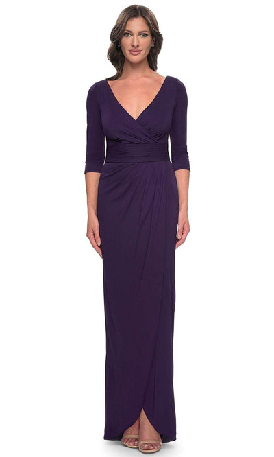 La Femme 31014 - Ruched Waist Evening Dress Evening Dresses  / Aubergine