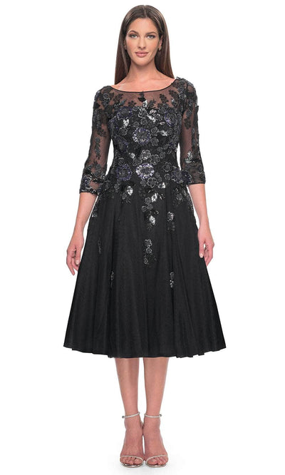 La Femme 31017 - A-Line Knee-Length Dress Cocktail Dresses 2 / Black
