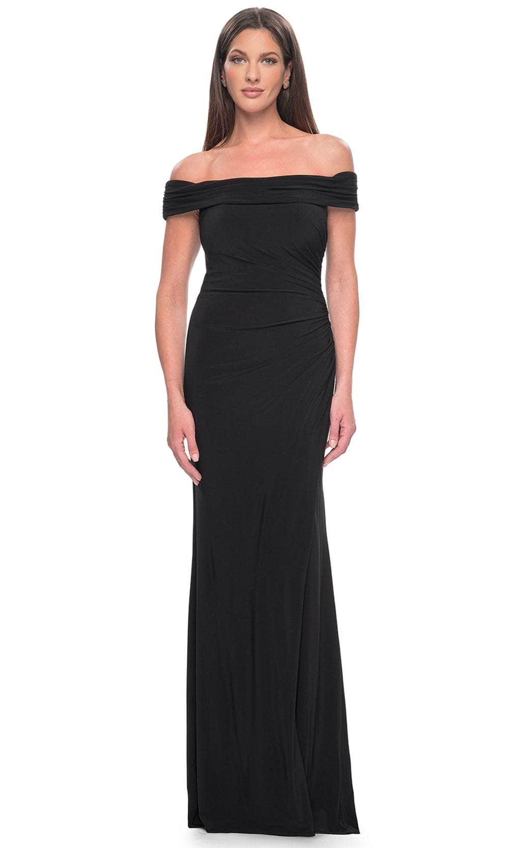 La Femme 31086 - Fitted Off-Shoulder Evening Dress Evening Dresses  / Black