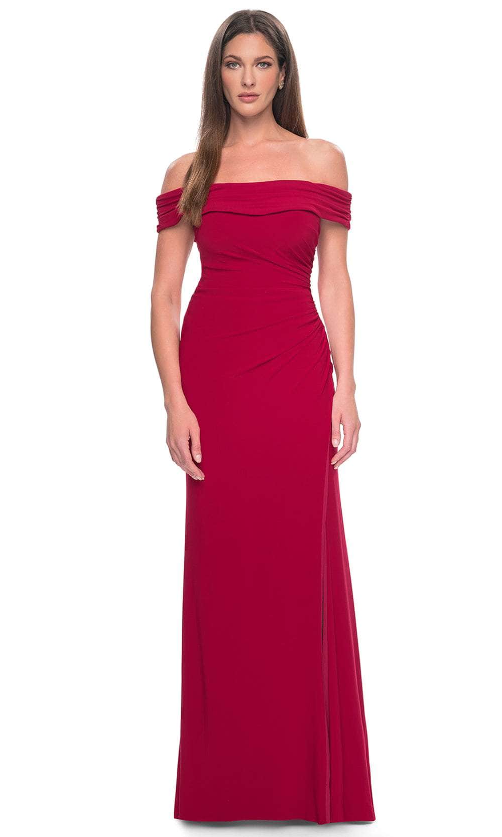 La Femme 31086 - Fitted Off-Shoulder Evening Dress Evening Dresses  / Red