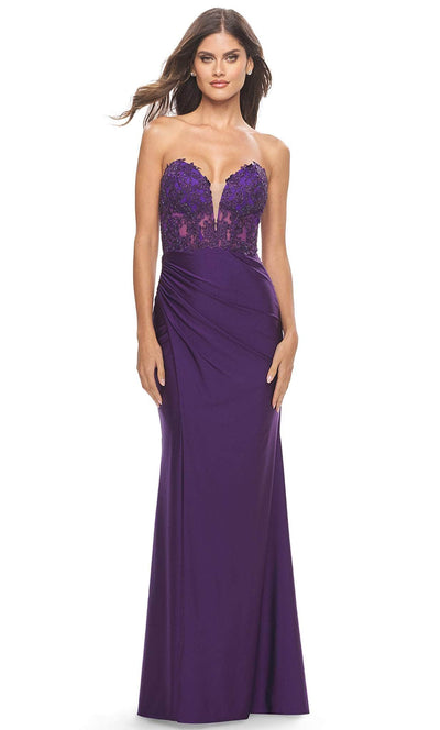 La Femme 31182 - Lace Sweetheart Prom Dress Special Occasion Dress 00 / Royal Purple
