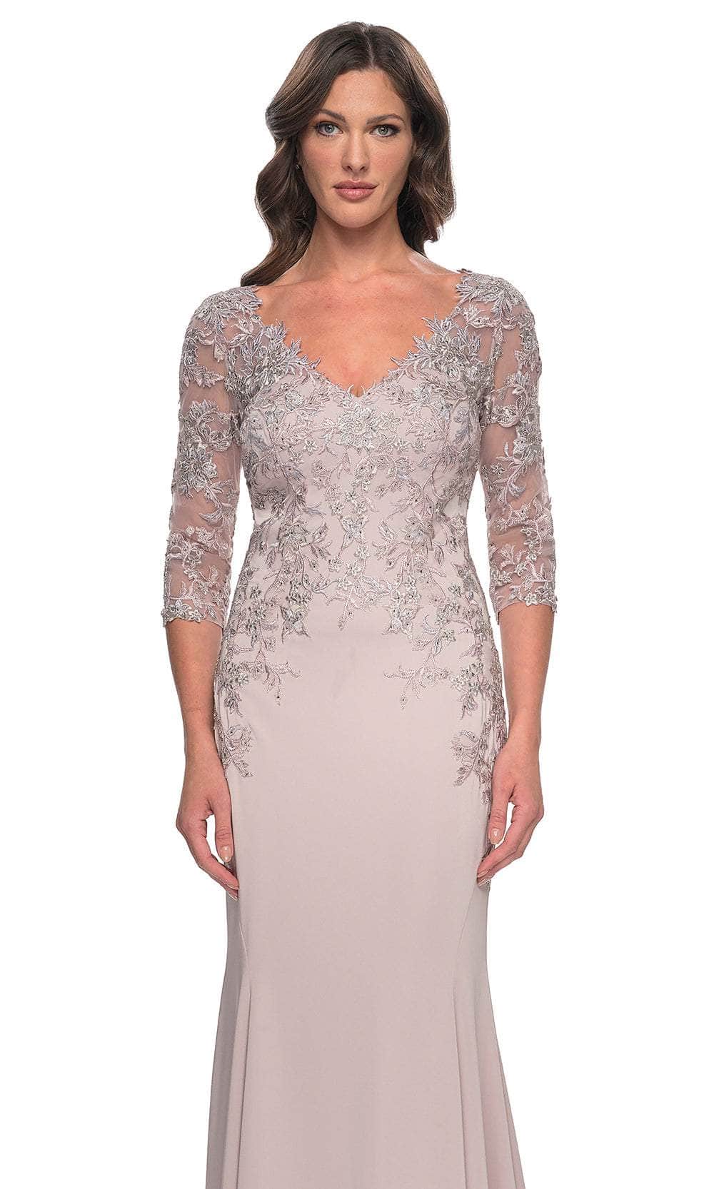 La Femme 31194 - Quarter Sleeve V-Neck Gown Evening Dresses