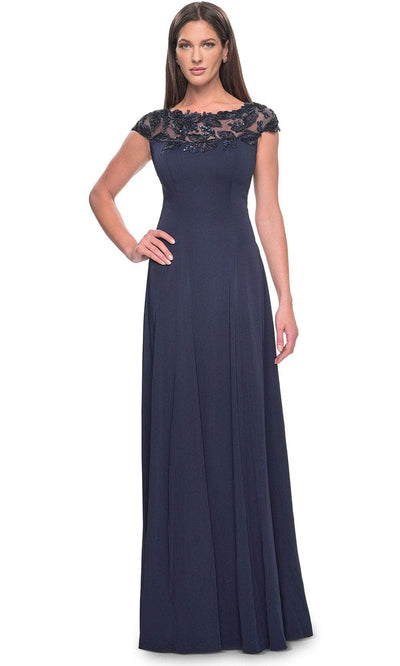 La Femme 31195 - Illusion Bateau Evening Dress Evening Dresses 2 / Navy