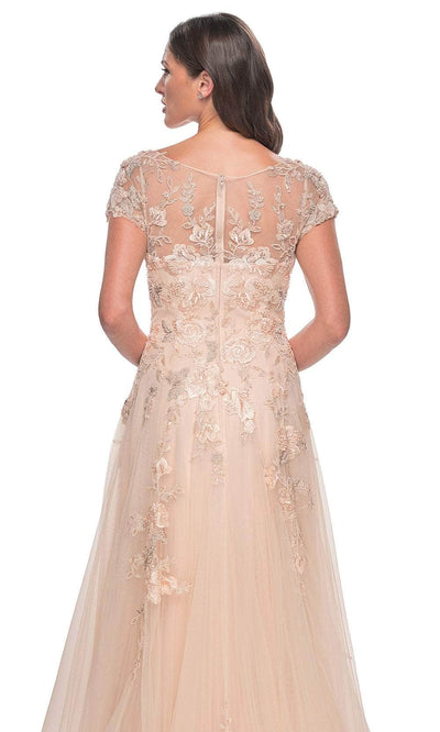 La Femme 31198 - Lace Applique Short Sleeve Gown Prom Dresses