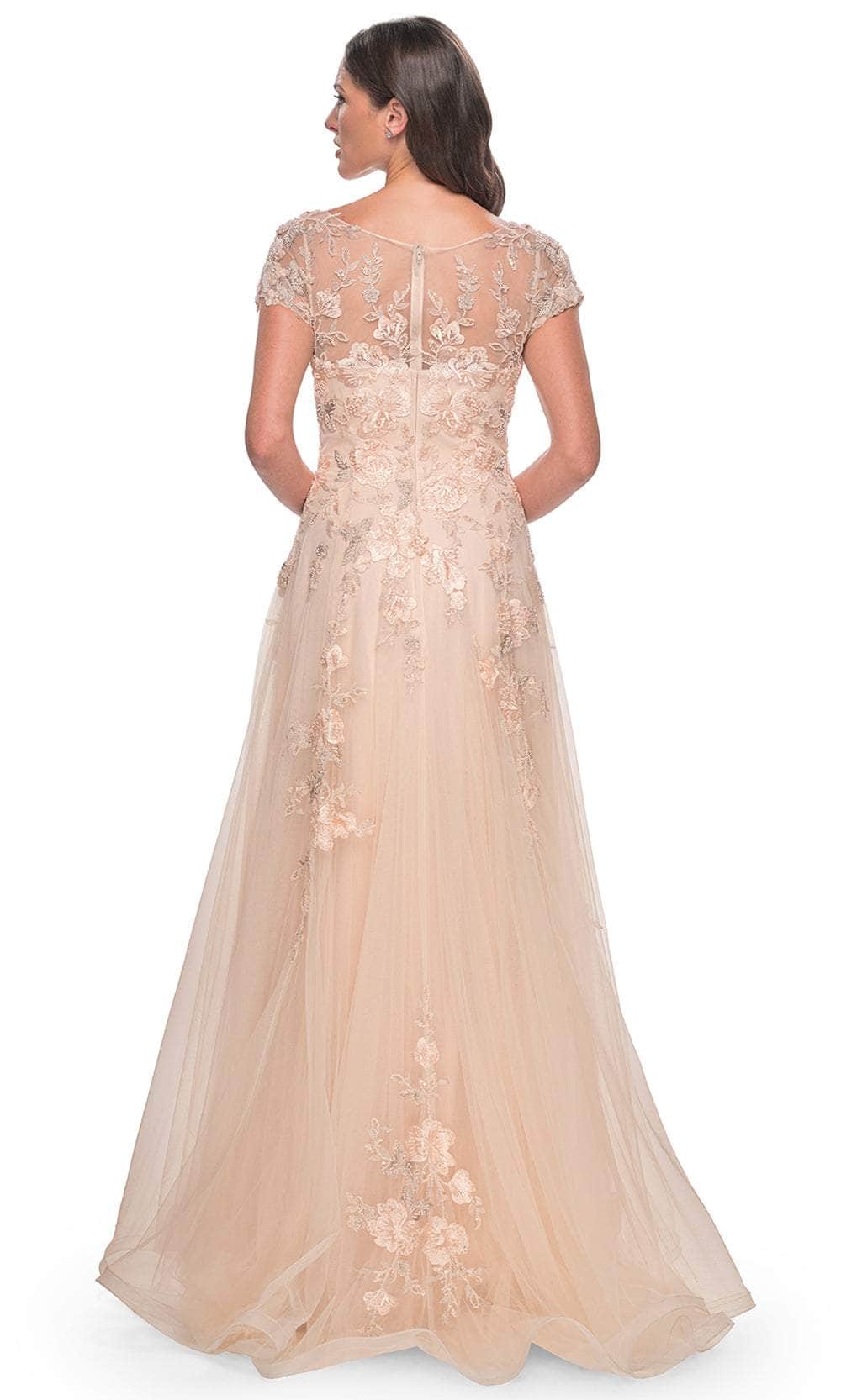 La Femme 31198 - Lace Applique Short Sleeve Gown Prom Dresses