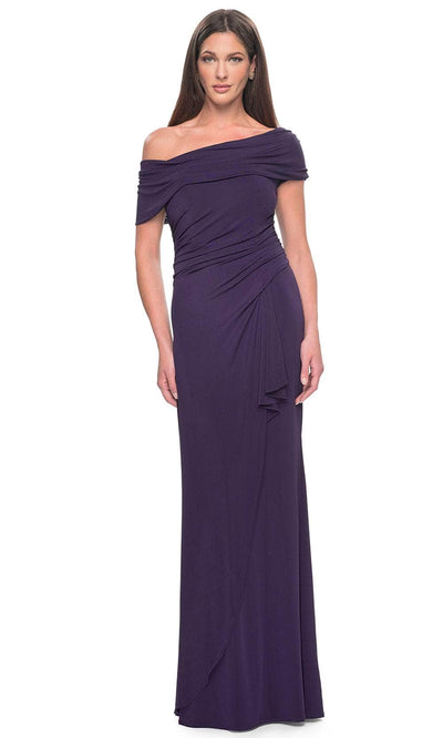La Femme 31459 - Sheath Off-Shoulder Formal Dress Evening Dresses 4 / Eggplant