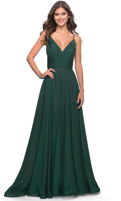 La Femme 31500SC - Surplice V-Neck Evening Dress Evening Dresses 14 / Dark Emerald