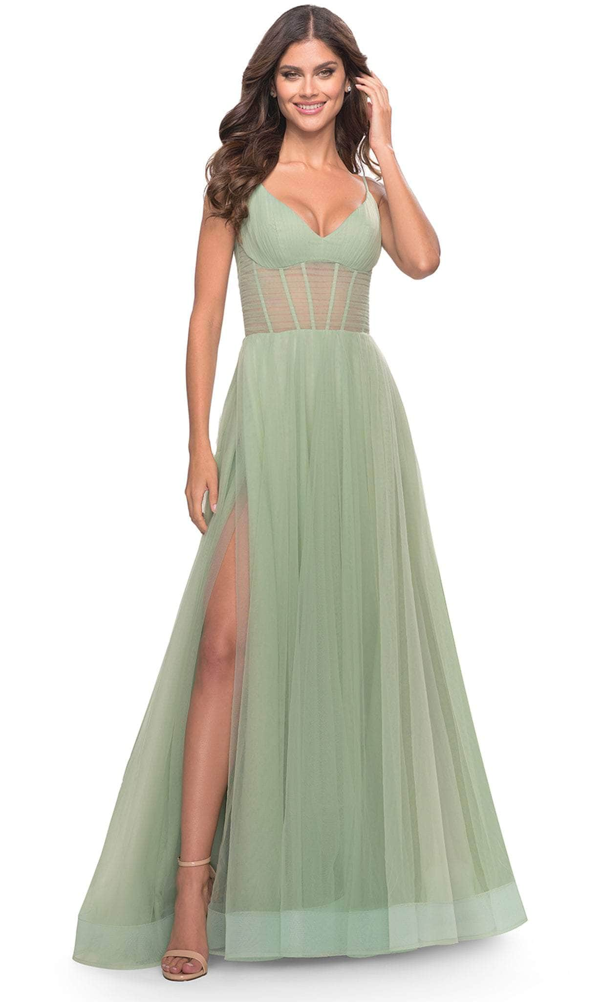 La Femme 31502 - Deep V-Neck Dress