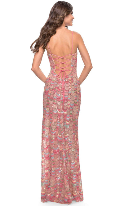 La Femme 31528 - Scale Patterned Sequined Dress