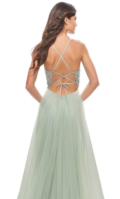 La Femme 31542 - V-Neck Lace Applique Prom Dress Special Occasion Dresses