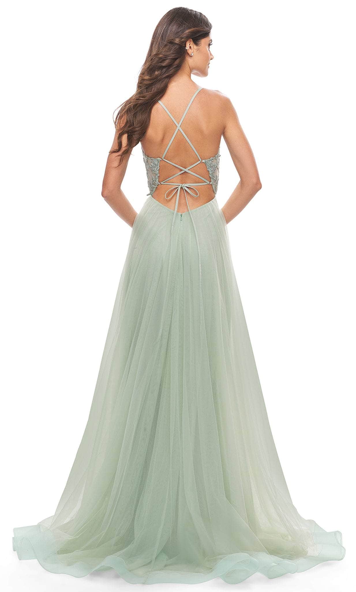 La Femme 31542 - V-Neck Lace Applique Prom Dress Special Occasion Dresses