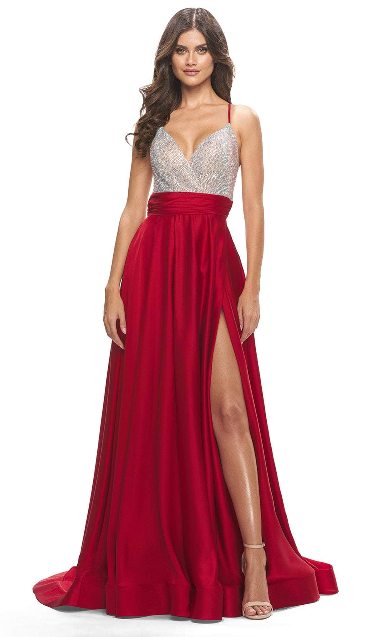 La Femme 31592 - Beaded Satin A-Line Gown