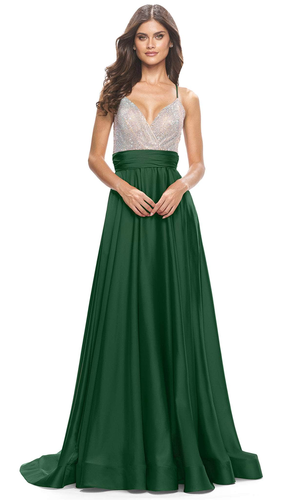 La Femme 31592 - Beaded Satin A-Line Gown