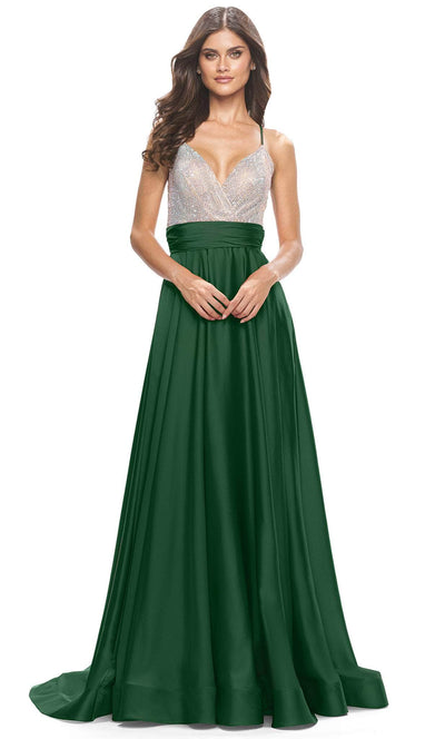 La Femme 31592 - Beaded Satin A-Line Gown