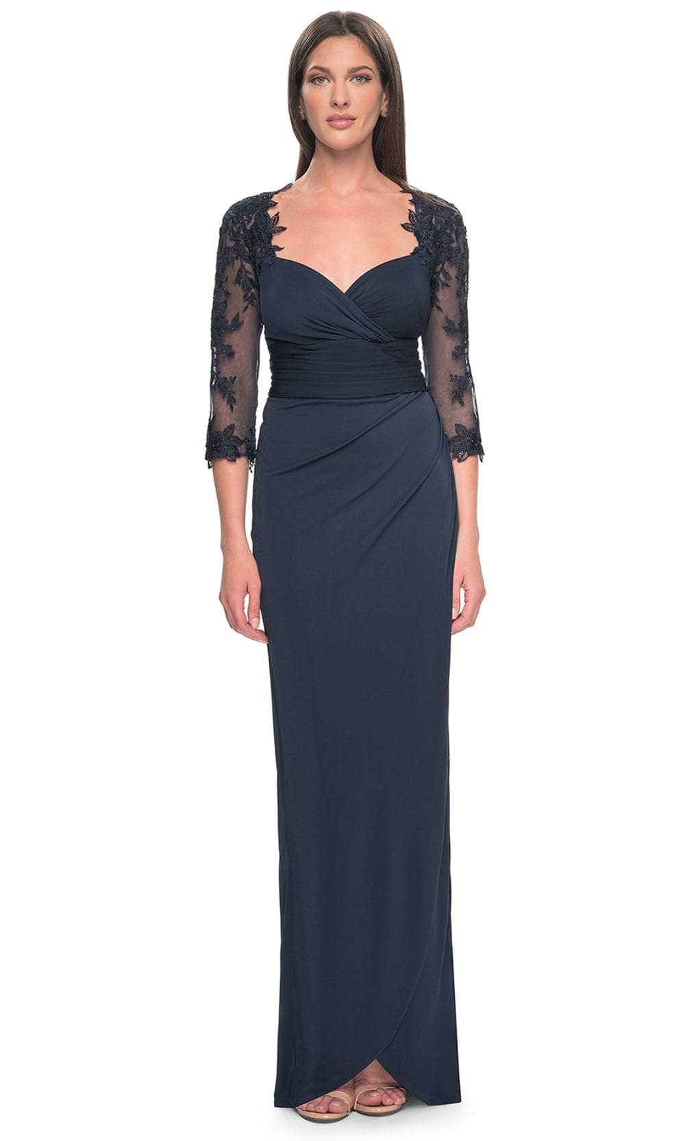 La Femme 31659 - Empire Sheath Formal Dress Evening Dresses 4 / Navy