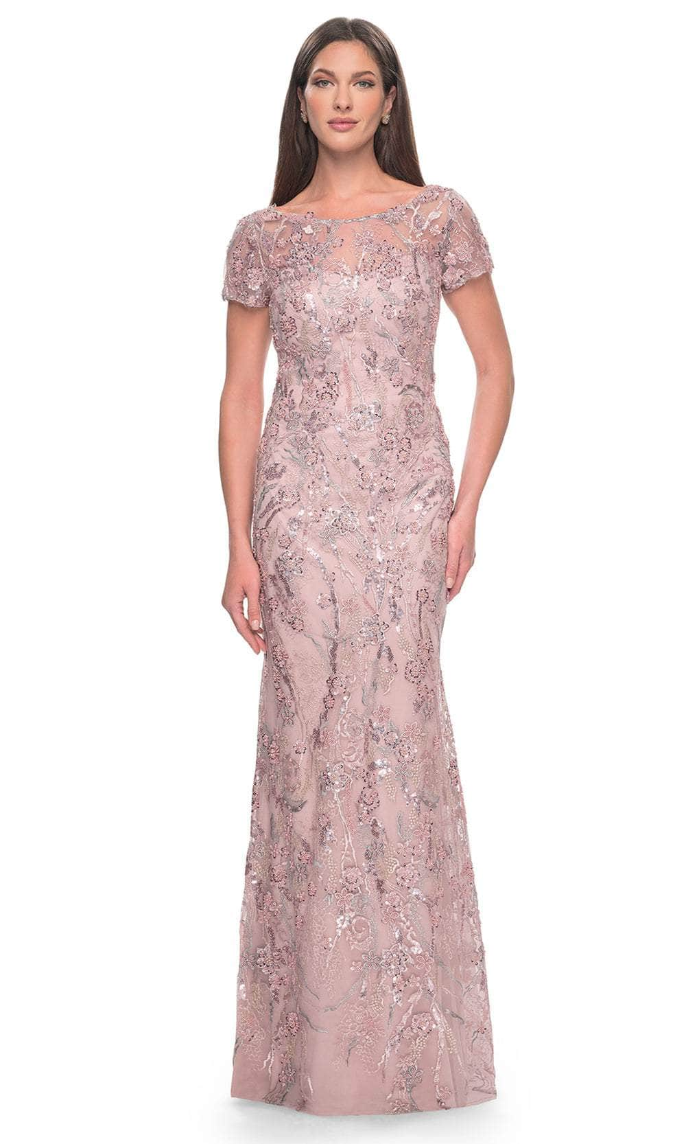 La Femme 31672 - Short Sleeve Beaded Dress Mother of the Bride Dresses 2 / Mauve