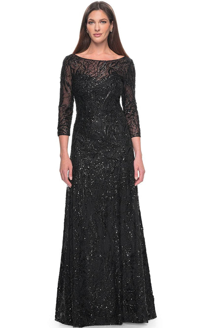 La Femme 31690 - A-Line Sequin Formal Dress Evening Dresses 4 / Black