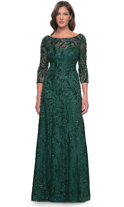 La Femme 31690 - A-Line Sequin Formal Dress Evening Dresses 4 / Emerald