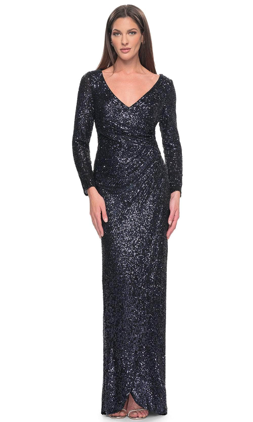 La Femme 31698 - Sequin Sheath Evening Dress Evening Dresses 4 / Navy