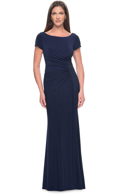 La Femme 31773 - Rhinestone Sheath Formal Dress Evening Dresses 4 / Navy