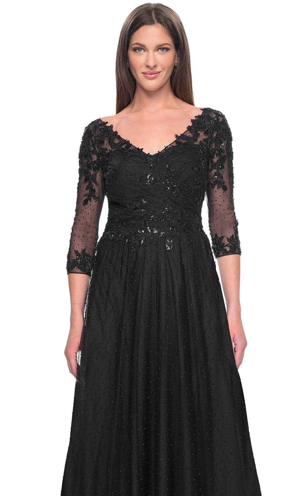 La Femme 31776 - V-Neck Embellished Dress Evening Dresses