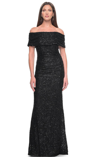 La Femme 31778 - Lace Sheath Evening Dress Evening Dresses 4 / Black