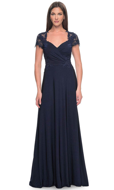 La Femme 31906 - Fitted A-Line Formal Dress Mother of the Bride Dresses 4 / Navy
