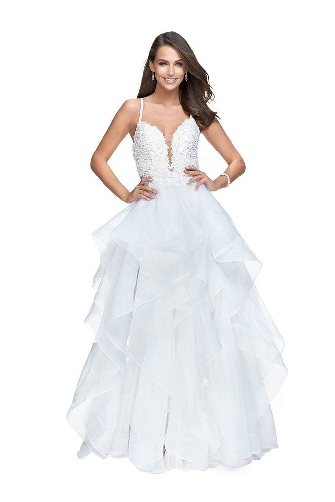 La Femme - Strapless Ruffle Paneled Off Shoulder Mermaid Gown 25419SC –  Couture Candy