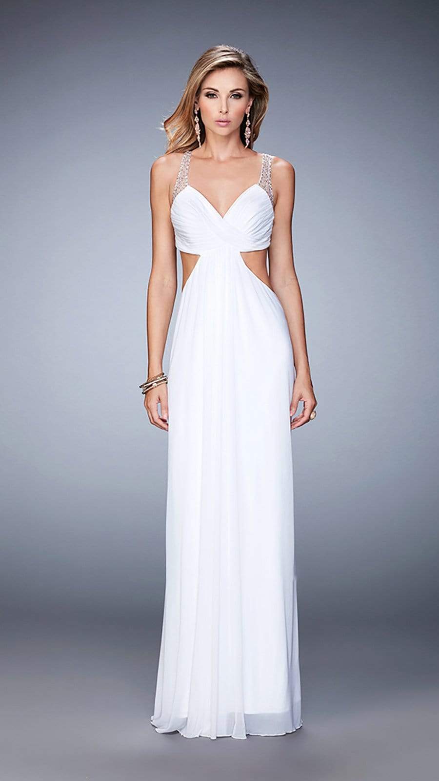 La Femme Bejeweled V-neck Dress 22729SC - 1 pc Wisteria in Size 0 Available CCSALE 0 / Wisteria
