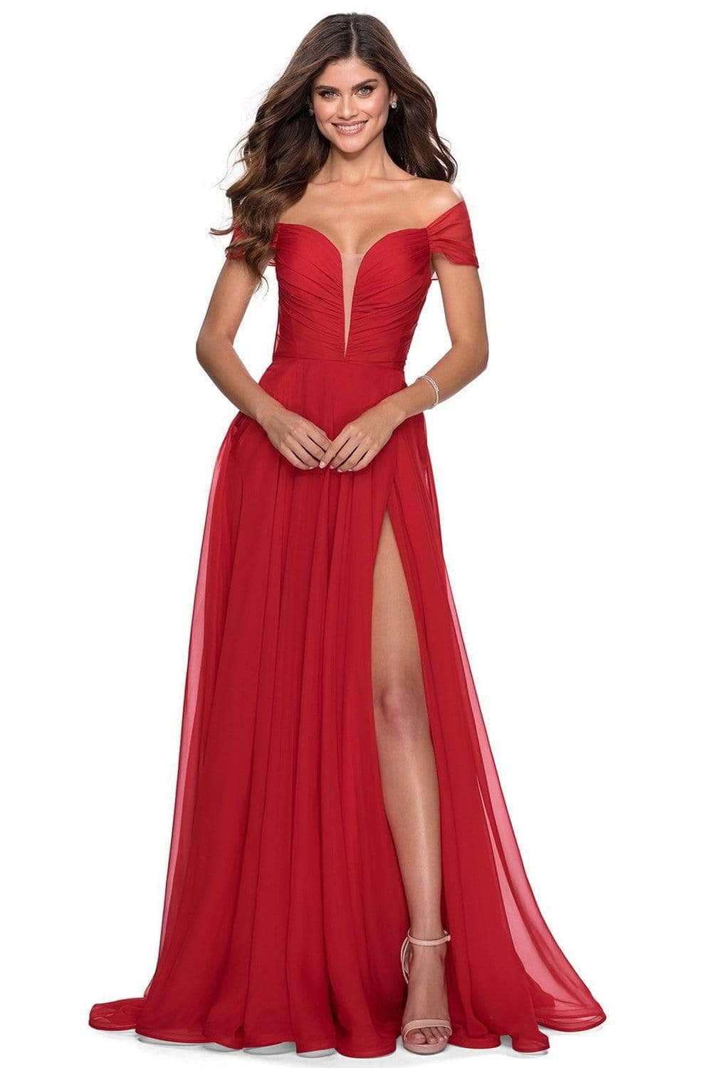 La Femme - Deep Sweetheart A-Line Evening Dress 28546SC - 1 pc Red In Size 14 Available CCSALE 14 / Red