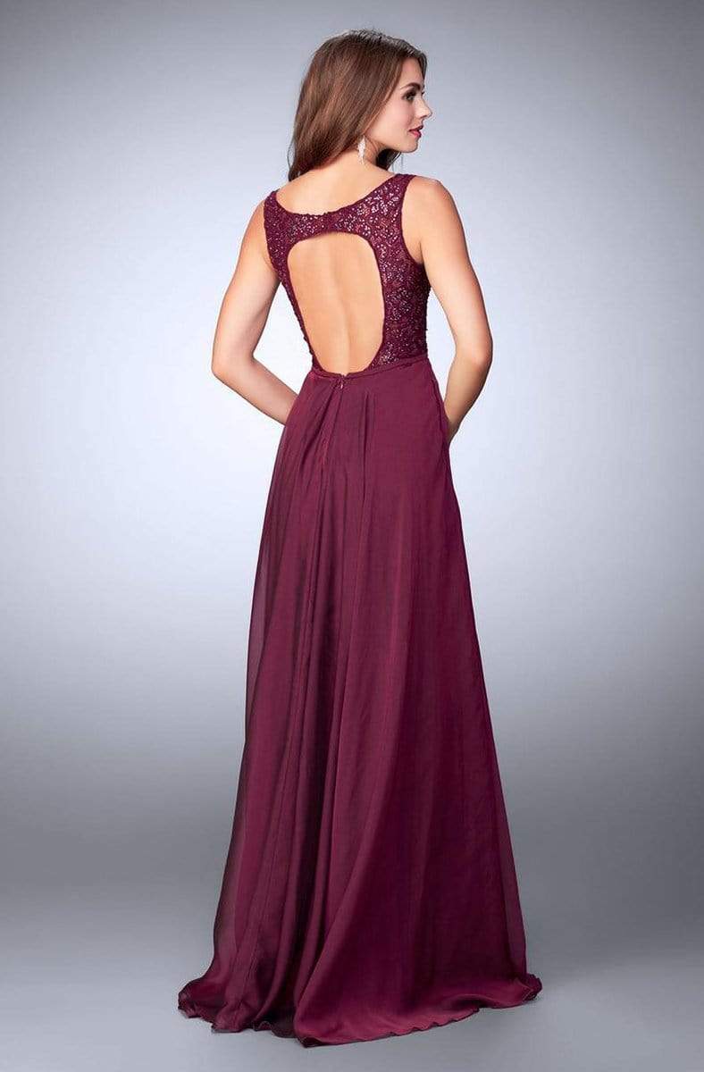 La Femme - Deep Sweetheart Long Lace Evening Gown 23964SC - 1 pc Garnet In Size 4 Available CCSALE 4 / Garnet