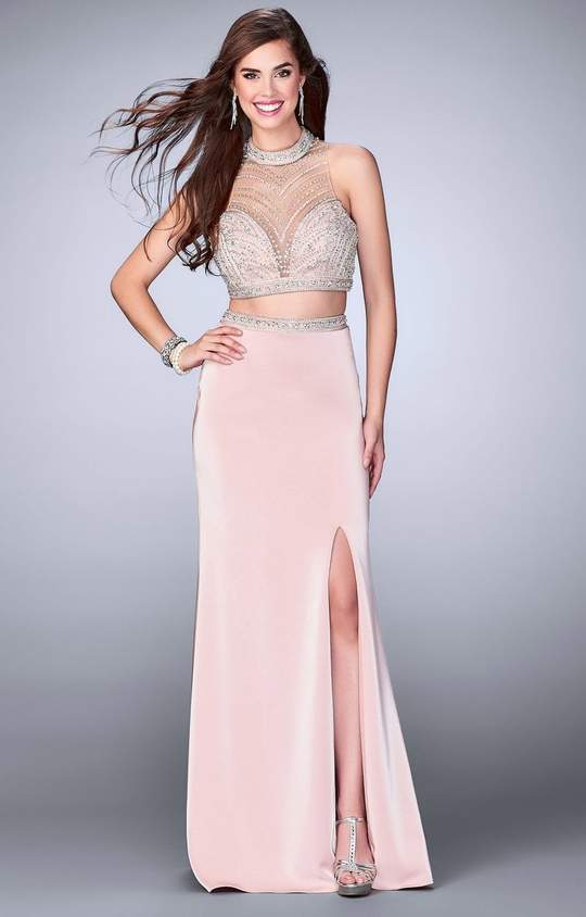 La Femme - Embellished Sweetheart Two Piece Gown With Slit 24126SC - 1 pc Blush In Size 4 Available CCSALE 4 / Blush