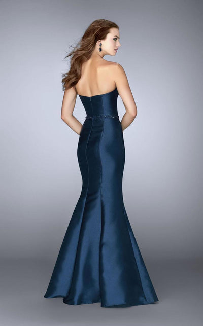 La Femme Fitted Strapless Mermaid Evening Gown 22963SC - 1 pc Navy In Size 2 Available CCSALE 2 / Navy