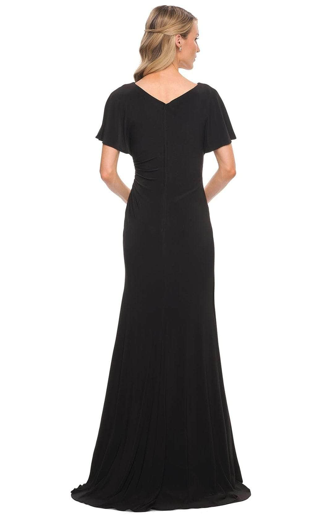 La Femme - Flutter Sleeve Jersey Formal Dress 29997SC - 3 pc Black In Size 12, 14, 16 Available CCSALE