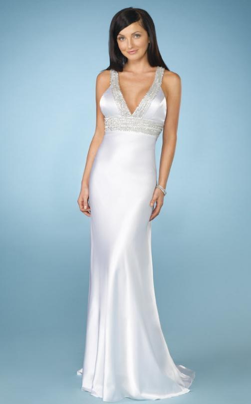 La Femme Gigi - 13580 Halter Plunging Jewel Evening Dress Special Occasion Dress 00 / White