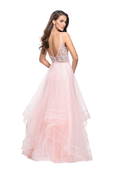 La Femme Gigi - 25639 Beaded Lace V-neck Ruffled Tulle A-line Dress Special Occasion Dress