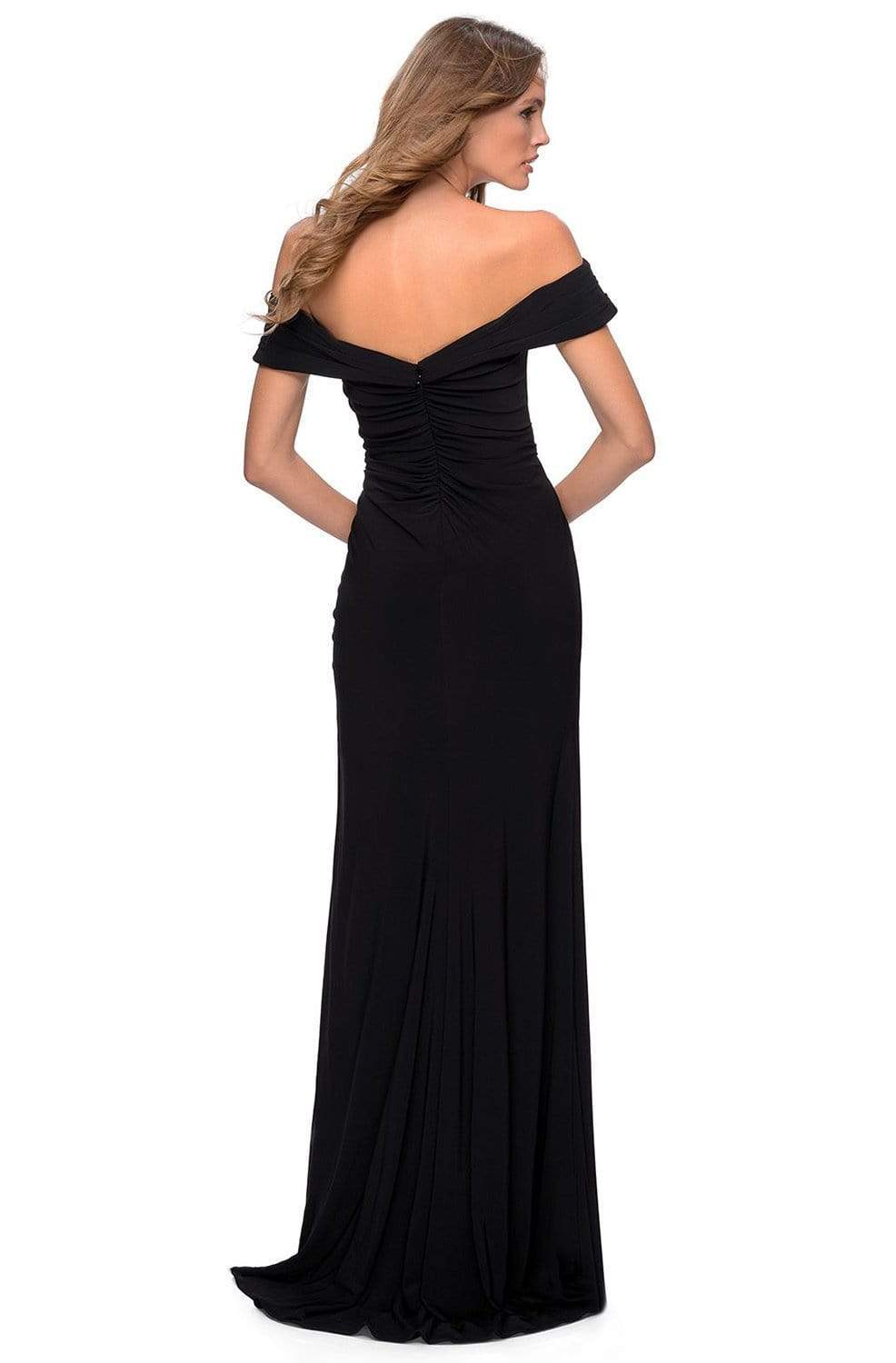 La Femme - Off Shoulder Jersey Dress 28389SC - 1 pc Black In Size 14 Available CCSALE