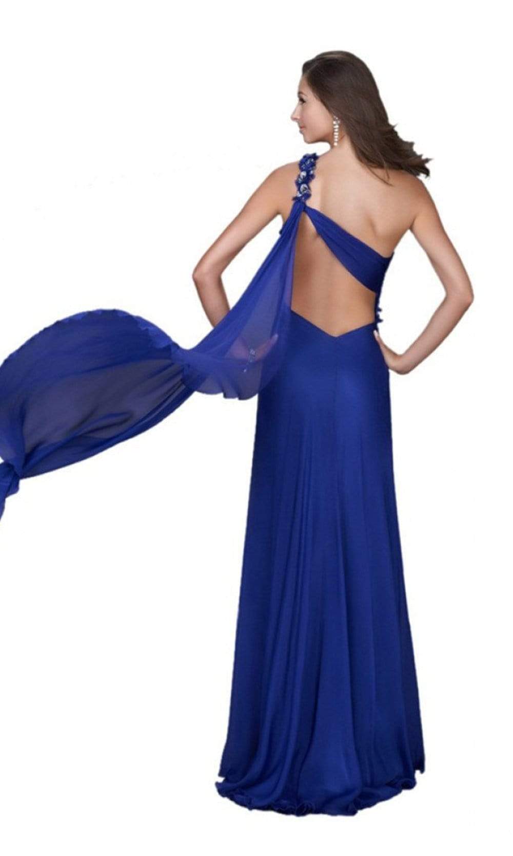 La Femme - One Shoulder Draped Sash Long Dress 16559SC - 1 pc Magenta In Size 10 Available CCSALE 10 / Magenta