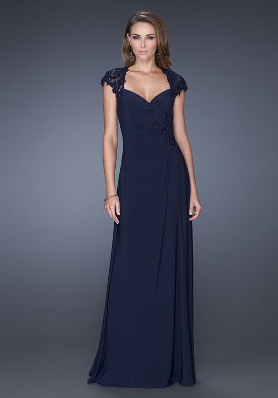 La Femme - Queen Anne Sheath Evening Gown 20487SC - 1 pc Navy In Size 2 Available CCSALE 2 / Navy