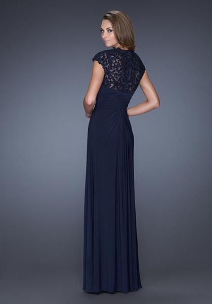 La Femme - Queen Anne Sheath Evening Gown 20487SC - 1 pc Navy In Size 2 Available CCSALE 2 / Navy