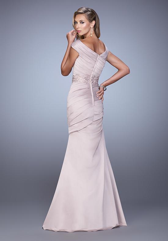 La Femme Ruched Off-Shoulder/V-neck Mermaid Evening Gown 21664 CCSALE 18 / Silver