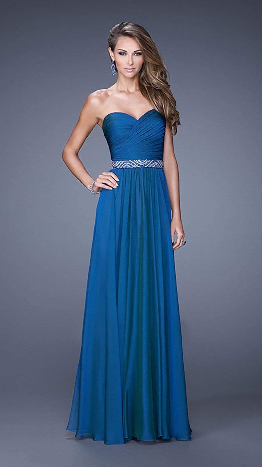 La Femme - Ruched Strapless A-Line Evening Dress 20527SC - 1 pc Nude in Size 12 Available CCSALE