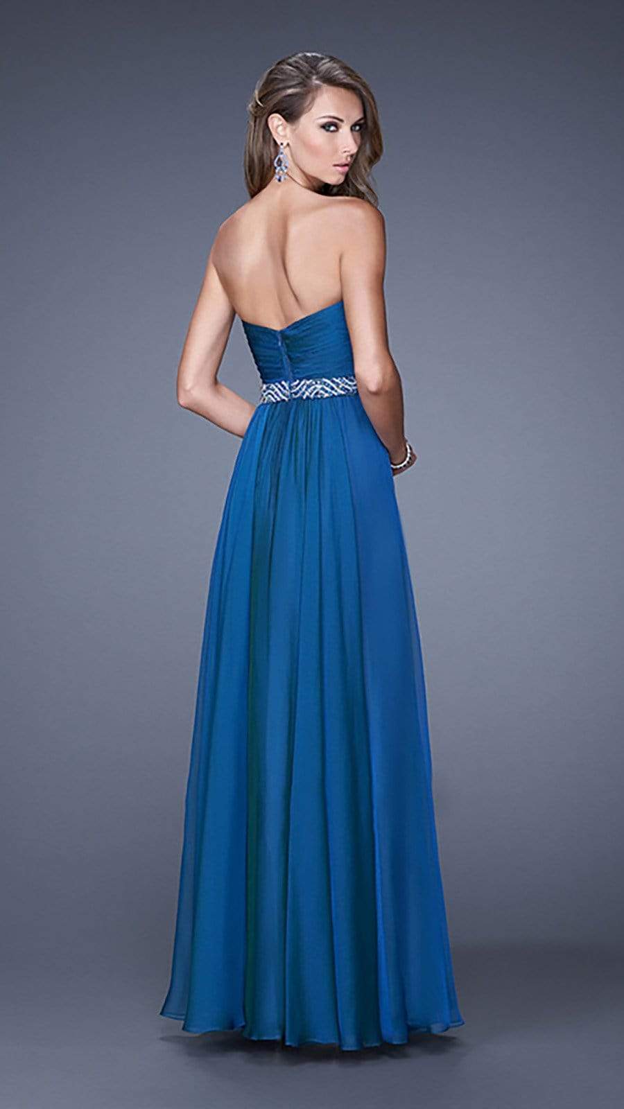 La Femme - Ruched Strapless A-Line Evening Dress 20527SC - 1 pc Nude in Size 12 Available CCSALE