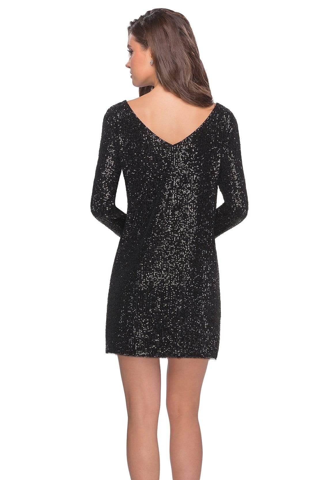 La Femme - Sequin Embellished Long Sleeves Dress 28194SC - 2 pcs Black in Size 2 and 6 Available CCSALE