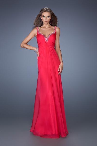 La Femme - Sleeveless Crystal-Trimmed Gown 19647 - 1 Pc Hot Fuchsia in Size 8 Available CCSALE 8 / Hot Fuchsia
