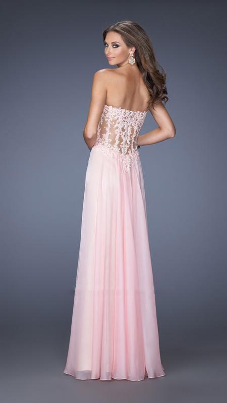 La Femme Strapless Chiffon Prom Dress 19730 CCSALE 0 / Cotton Candy Pink