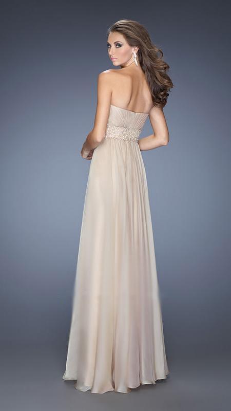 La Femme - Strapless Cutout Midriff Shirred Chiffon Gown 20140 - 1 pc Blush In Size 6 Available CCSALE 6 / Blush