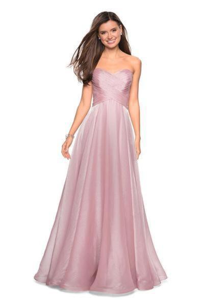 La Femme - Strapless Sweetheart Metallic Chiffon Prom Dress 27515SC - 1 pc Mauve In Size 4 Available CCSALE 4 / Mauve