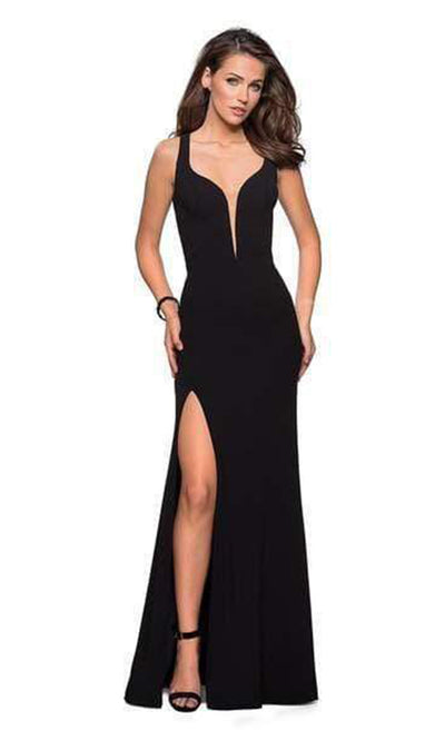 La Femme - 27031SC Sleeveless Strappy Back Sheath Dress In Black